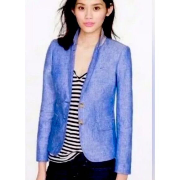 J Crew Linen Schoolboy Blazer Women’s Tailored Jacket Sz 8 - Picture 10 of 10